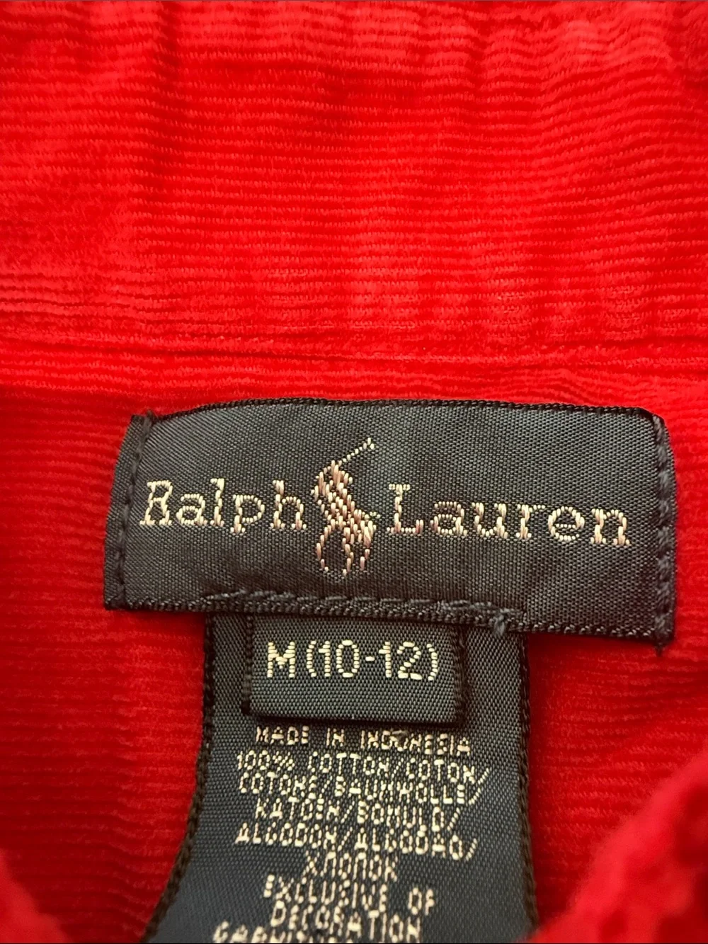 Ralph Lauren Bright Red Corduroy Button-Down Shirt